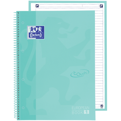 OXFORD TOUCH Europeanbook 1 WRITE&ERASE - A4+ - Extra harde kaft - Microgeperforeerd spiraal notitieboek - gelijnd - 80 Pagina's - SCRIBZEE - PASTEL MINT - 400138326_1100_1686201636