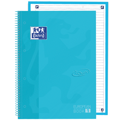 OXFORD TOUCH Europeanbook 1 WRITE&ERASE - A4+ - Extra harde kaft - Microgeperforeerd spiraal notitieboek - 5x5 - 80 Pagina's - SCRIBZEE - PASTELBLAUW - 400138327_1100_1686201627