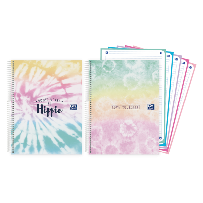 OXFORD TIE DYE Europeanbook 5 - A4+ - Capa Extradura - Caderno espiral microperfurado - Pautado - 120 Folhas - SCRIBZEE - 2 modelos - 400160851_1201_1686174969