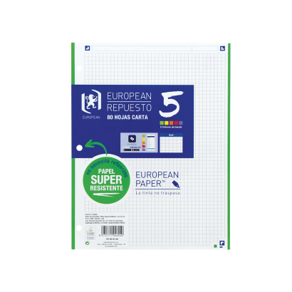 EUROPEAN Repuesto 5 - CARTA - Repuesto paquete - 5x5 - 80 Hojas - SCRIBZEE - 400164082_1100_1686187296