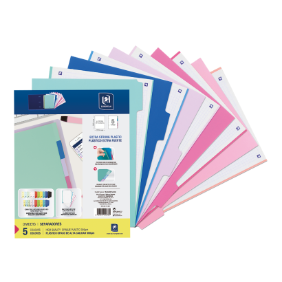 EUROPEAN SEPARADORES PLÁSTICO PASTEL - CARTA - Plástico rígido - 5 posiciones - 5 perforaciones - 400174383_1501_1716396829