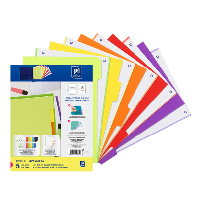 EUROPEAN SEPARADORES PLÁSTICO VIVOS - CARTA - Plástico rígido - 5 posiciones - 5 perforaciones - 400174384_1501_1716396840